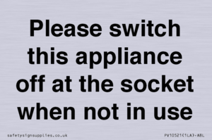 Please switch this appliance off at the socket when not in use
